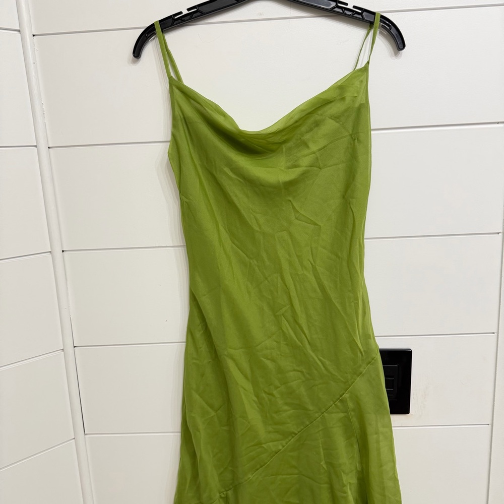 New! Abercrombie & Fitch green satin cowl neck midi slip dress 23811 - Picture 7 of 13